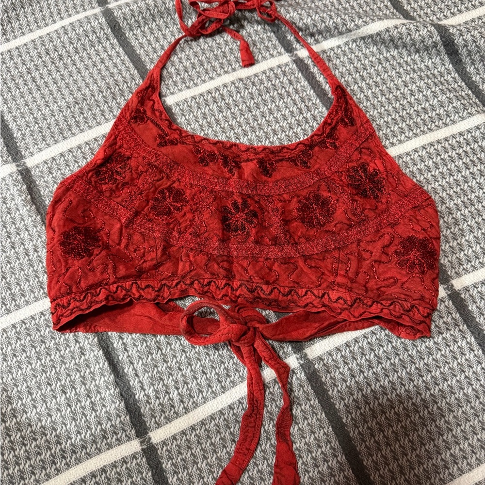 Red Lace Crop Top